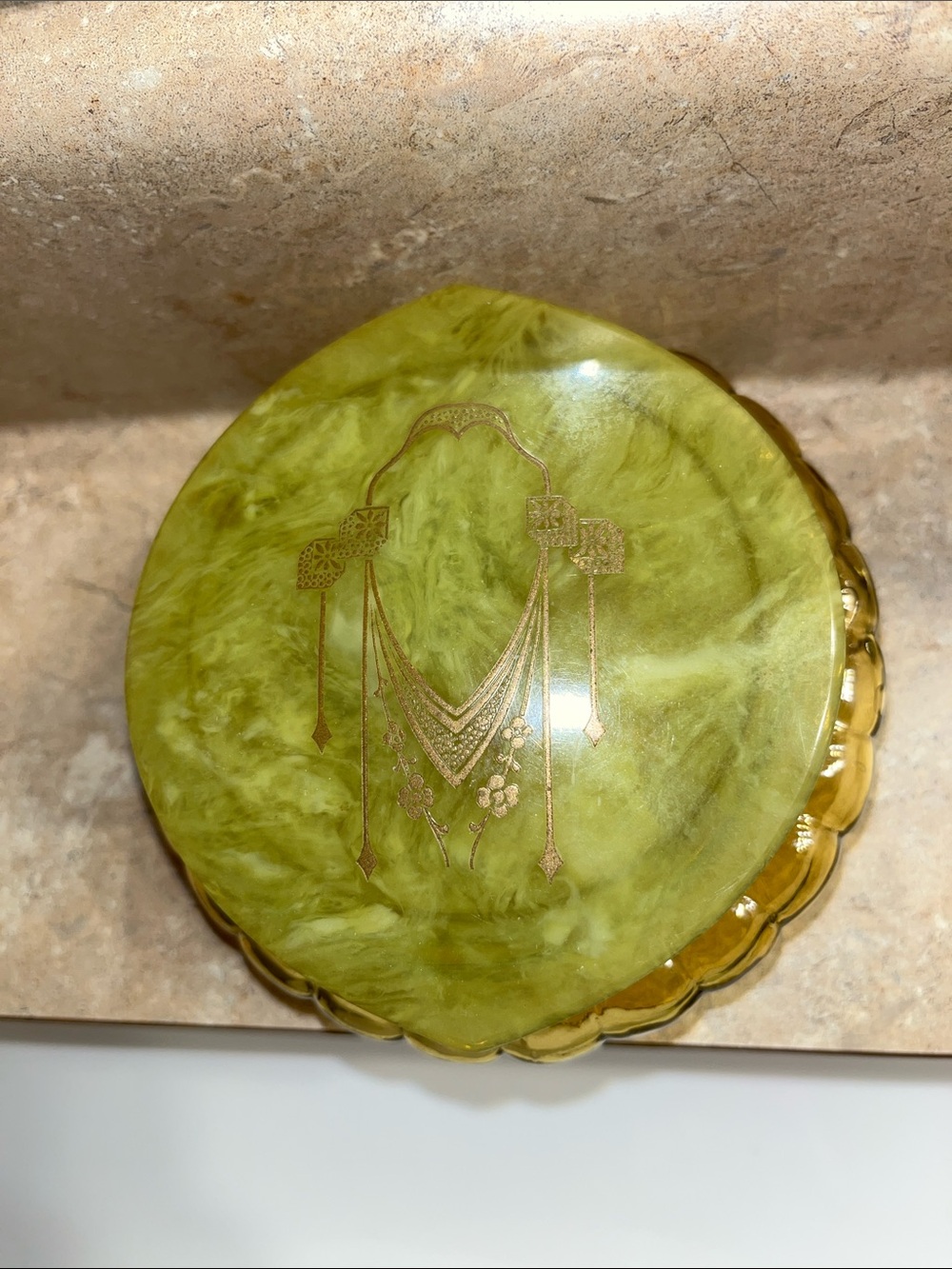 Art Deco Celluloid Bakelite Powder Dish - Picture 8 of 12